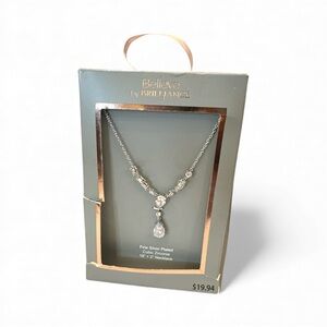 Believe by Brilliance Fine Silver Plated Teardrop CZ Y-Necklace